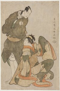 Gli attori Iwai Hanshiro IV (R) come Ohan dello Shinanoya e Bando Hikosaburo III (L) come Obiya Choemon da Toshusai Sharaku