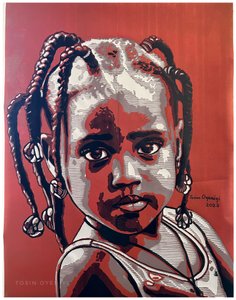 Ritratto di un bambino innocente in rosso da Tosin Oyeniyi