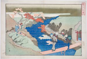 Acero autunnale al fiume Takinogawa (Takinogawa momiji), dall