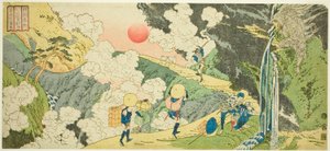 Passo Fudo sulla strada Mikuni nella provincia di Kozuke, dalla serie "Luoghi famosi nelle province" da Totoya Hokkei