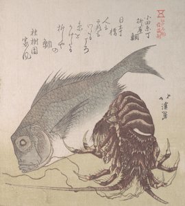 Pesce Tai e Aragosta, Specialità di Yanagiya in Odawara-cho, 19° secolo da Totoya Hokkei