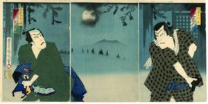 Onoe Kikugorō V come Daiba no Jinzō e Ichikawa Sadanji I come Itamiya Jubei da Toyohara Kunichika