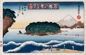 Tempo sereno, Enoshima, dalla serie Otto vedute di luoghi famosi da Toyokuni II