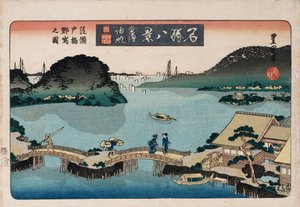 Crepuscolo, Atami, dalla serie "Otto vedute di luoghi famosi" da Toyokuni II