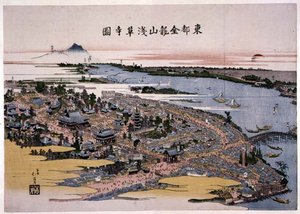 Tempio Kinryuzan Senso-ji nella Capitale Orientale (Edo) c.1820 (stampa su blocchi di legno)