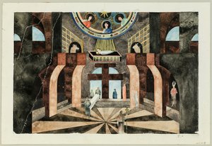 Scenografia per la tragedia Die Nibelungen di Friedrich Hebbel, ca 1934 da Traugott Müller
