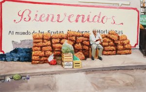 Benvenuti nel mondo della frutta, della verdura e del verde, 2016 (Olio su tela) da Trevor Burgess