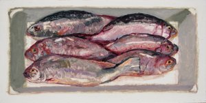 Cassa di pesce 1 (Billingsgate, Londra), 2016 (olio su tavola)