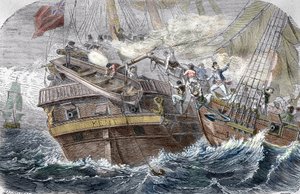 Cattura del Kent da parte del corsaro francese Robert Surcouf sulla nave La Confidence il 7/10/1800 nel Golfo del Bengala da Trichon (after)