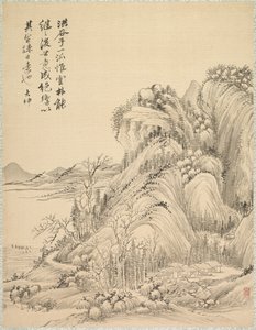 Abitazioni sotto colline piegate, 1847 da Tsubaki Chinzan