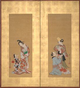 Danzatrice Shirabyoshi e Serva Femminile, Cortigiana e Ragazza Attendente da Tsukioka Masanobu