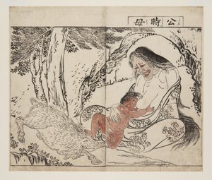 Madre di Kintoki (stampa xilografica a colori)