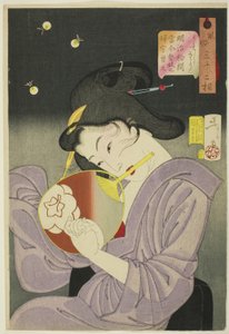 Deliziato (Ureshiso), dalla serie "Trentadue aspetti delle donne (Fuzoku sanjuniso)" da Tsukioka Yoshitoshi