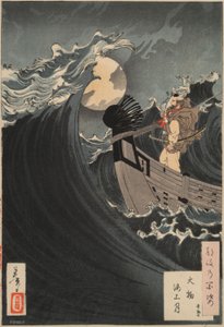 Cento Aspetti della Luna #12: Benkei Calma le Onde a Daimotsu Bay da Tsukioka Yoshitoshi