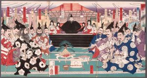 La grande conferenza sulla conquista della Corea da Tsukioka Yoshitoshi