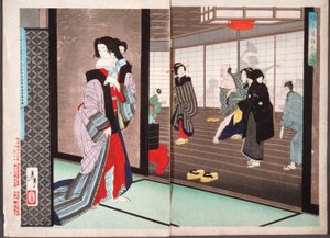 La storia di Shiraito, una cortigiana della casa Hashimoto da Tsukioka Yoshitoshi