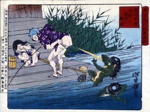 Yodo Gawakré: il fantasma del fiume che indovina sui glutei (Kappa) di Tsukioka Yonejiro da Tsukioka Yoshitoshi