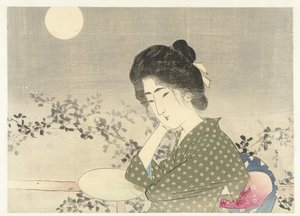 Donna con un ventaglio al chiaro di luna