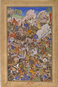 La battaglia che precede la cattura del forte di Bundi, Rajasthan, nel 1577, 1592-1594 da Tulsi Kalan