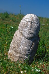 Una pietra tombale del Khanato turco occidentale, VI-X secolo da Turkic School