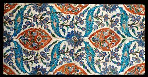 Otto piastrelle quadrate policrome composite di Iznik, c.1575