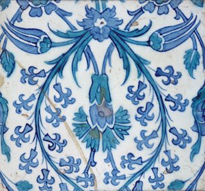 Piastrella di Isnik con disegno floreale
