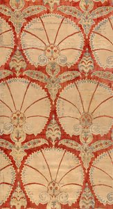 Pannello di velluto rosso con palmette di garofano in oro e argento da Turkish School