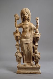 Statuetta in terracotta di Venere, o di una giovane donna vestita da Venere, alla sua toilette, c.200-230 da Turkish School
