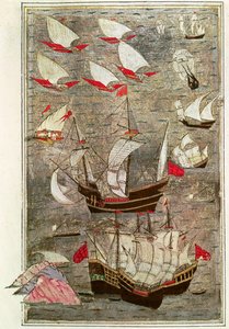 La flotta ottomana di Tarik-y Bayezid da Turkish School