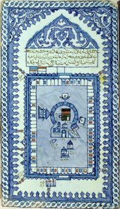 Piastrella con la Grande Moschea della Mecca da Turkish School