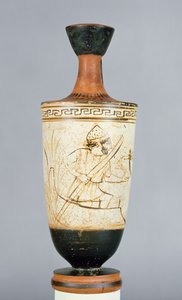 Lekythos a fondo bianco attica decorata con Caronte, il traghettatore dell
