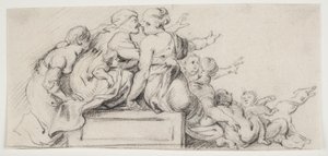 Studio compositivo. Donne sdraiate su un plinto da Ubekendt