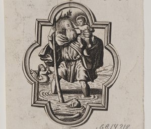 Emblema con San Cristoforo da Ubekendt