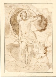 Venere a cui vengono offerte perle in una conchiglia da Cupido su un delfino da Ubekendt