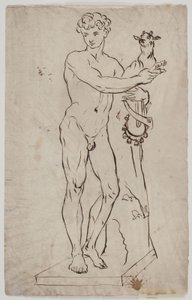 Copia della statua di Saly "Giovane fauno che tiene un capretto" (1750). Dopo un esemplare su base quadrata da Ubekendt KKS21008