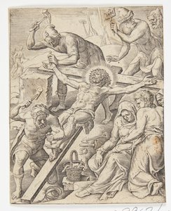 Cristo inchiodato alla croce da Ubekendt efter Dirck Volckertsz. Coornhert efter Maarten van Heemskerck