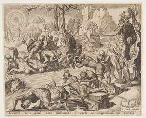 Gedeone osserva il modo in cui i soldati bevono da Ubekendt efter Maarten van Heemskerck