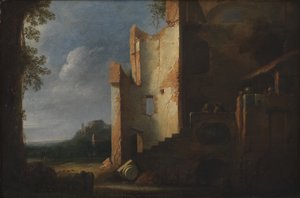 Paesaggio con rovine da Ubekendt hollandsk 1600 tallet