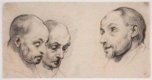 Tre teste di uomo da Ubekendt kopist efter Anthony van Dyck