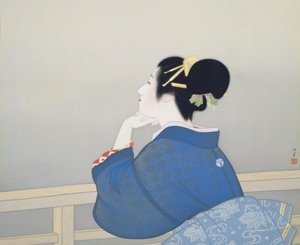 Una donna aspetta il sorgere della luna da Uemura Shoen