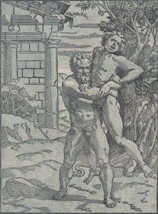 Ercole e Anteo, ca. 1517-18 da Ugo da Carpi