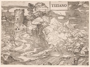 Paesaggio con un pastore da Ugo da Carpi