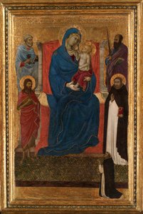 Vergine e Bambino in Trono con i Santi Pietro, Paolo, Giovanni Battista e Domenico e un Domenicano da Ugolino da Siena