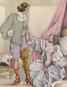 Illustrazione brunelleschiana per i Contes et Nouvelles de La Fontaine (litografia a colori) da Umberto (after) Brunelleschi