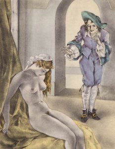 Illustrazione brunelleschiana per i Contes et Nouvelles de La Fontaine (litografia a colori) da Umberto (after) Brunelleschi