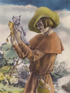 Illustrazione brunelleschiana per i Contes et Nouvelles de La Fontaine (litografia a colori) da Umberto (after) Brunelleschi