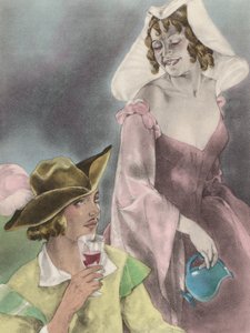 Illustrazione brunelleschiana per i Contes et Nouvelles de La Fontaine (litografia a colori) da Umberto (after) Brunelleschi