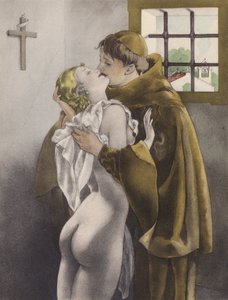 Illustrazione brunelleschiana per i Contes et Nouvelles de La Fontaine (litografia a colori) da Umberto (after) Brunelleschi