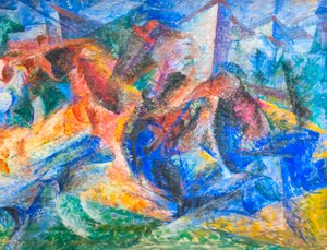 Cavallo, cavaliere e edifici da Umberto Boccioni