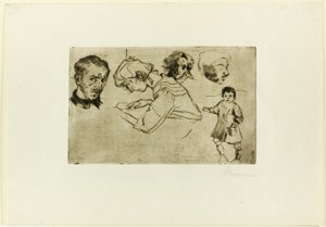 Schizzi di quattro teste e un bambino da Umberto Boccioni